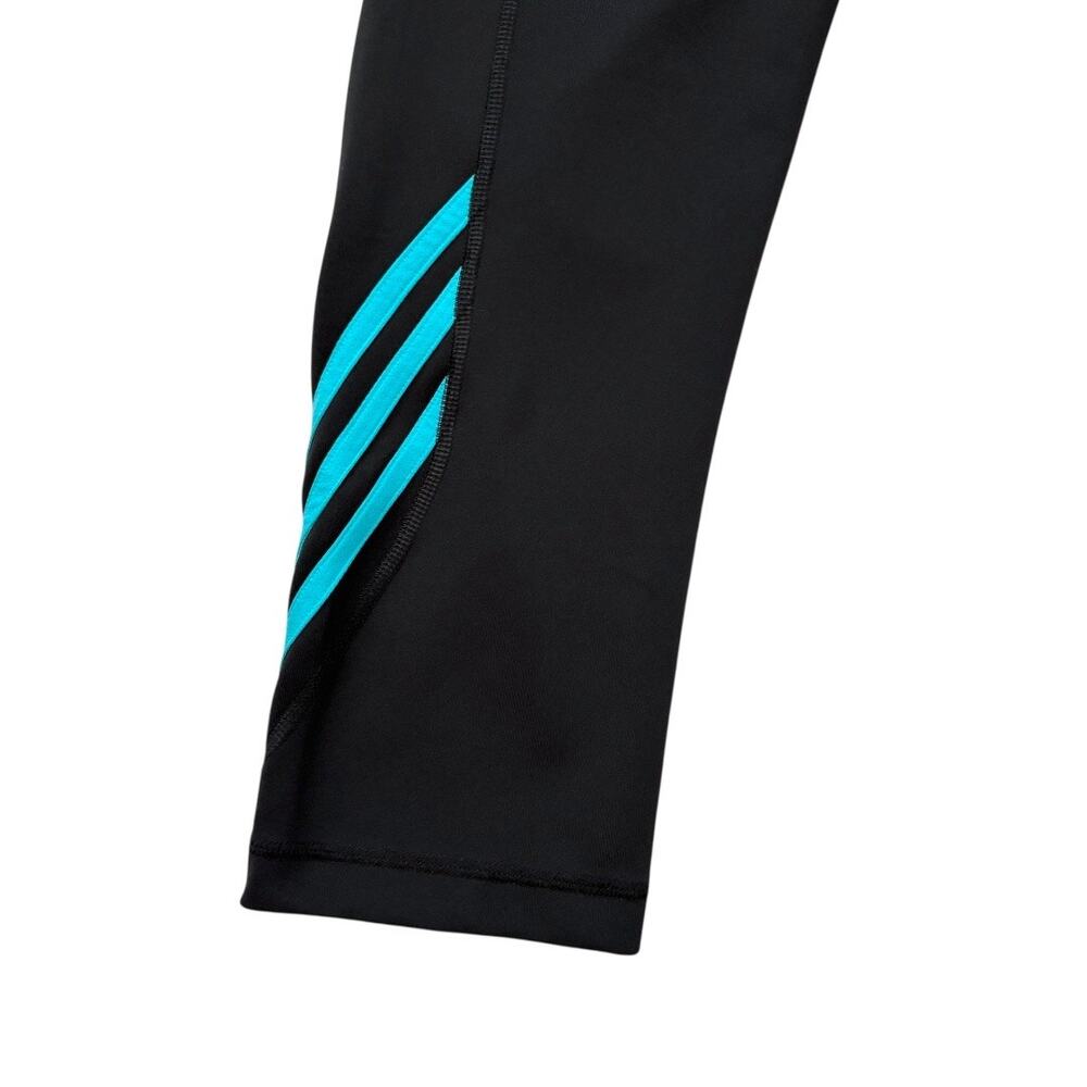 Adidas Cropped Athletic Pants - Medium - Black & Teal - Yoga Gym Active Leggings - Picture 9 of 11